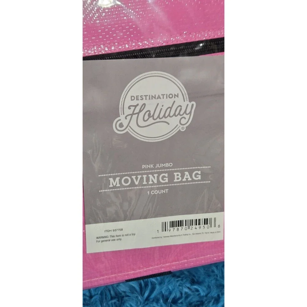 Destination Holiday Jumbo Pink Moving Bag Waterproof Zipper 29.1x12.9x14.6